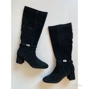 Blondo Black Suede Ashley Boots Size 10 Waterproof Tall Heeled Boot NWOB